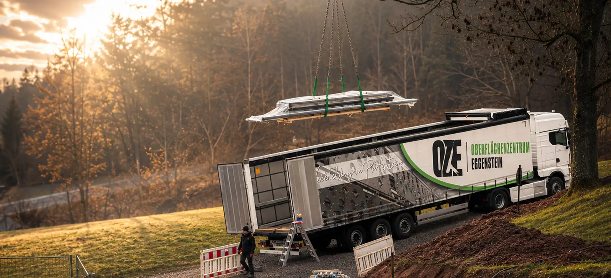 baustellenlogistik kranentladung oze sattelauflieger logistik oze gmbh