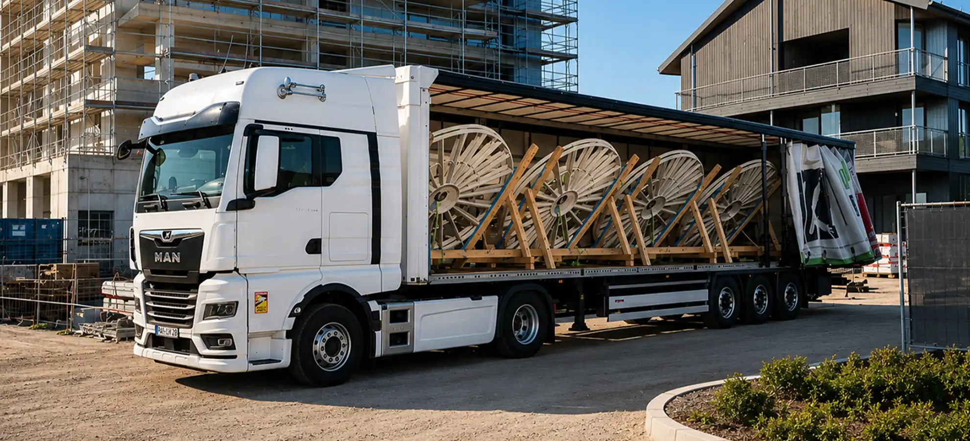 transport baustelle bauteile lkw verpackung oze gmbh